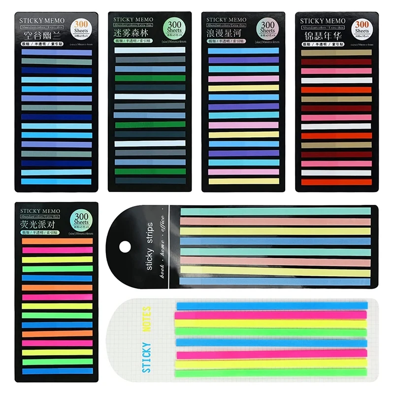 

Highlighter Strips Set,Short & Long Highlighter Strips 1820 Pcs,Various Colors Page Markers Transparent Highlight Strips