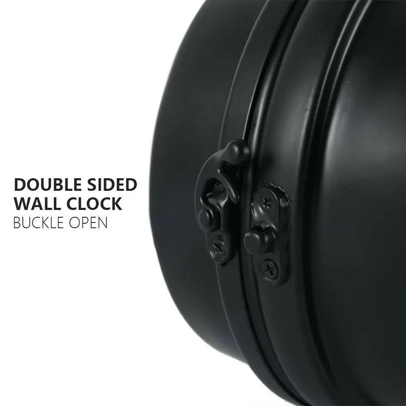 1 PCS Dual Face Paddington Wall Clock Black Outdoor Garden Decor Wall Clock Dia European Style Outside Bracket Retro Decoration 6