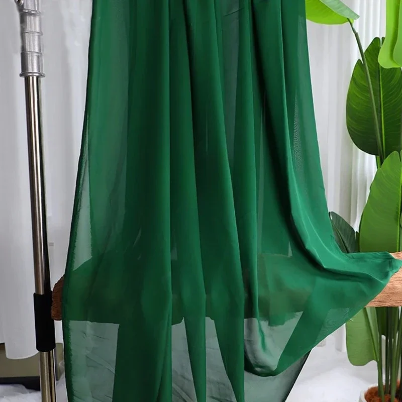 Elegant Avocado Green Semi-Transparent Chiffon Veil & Decorative Curtain Fabric