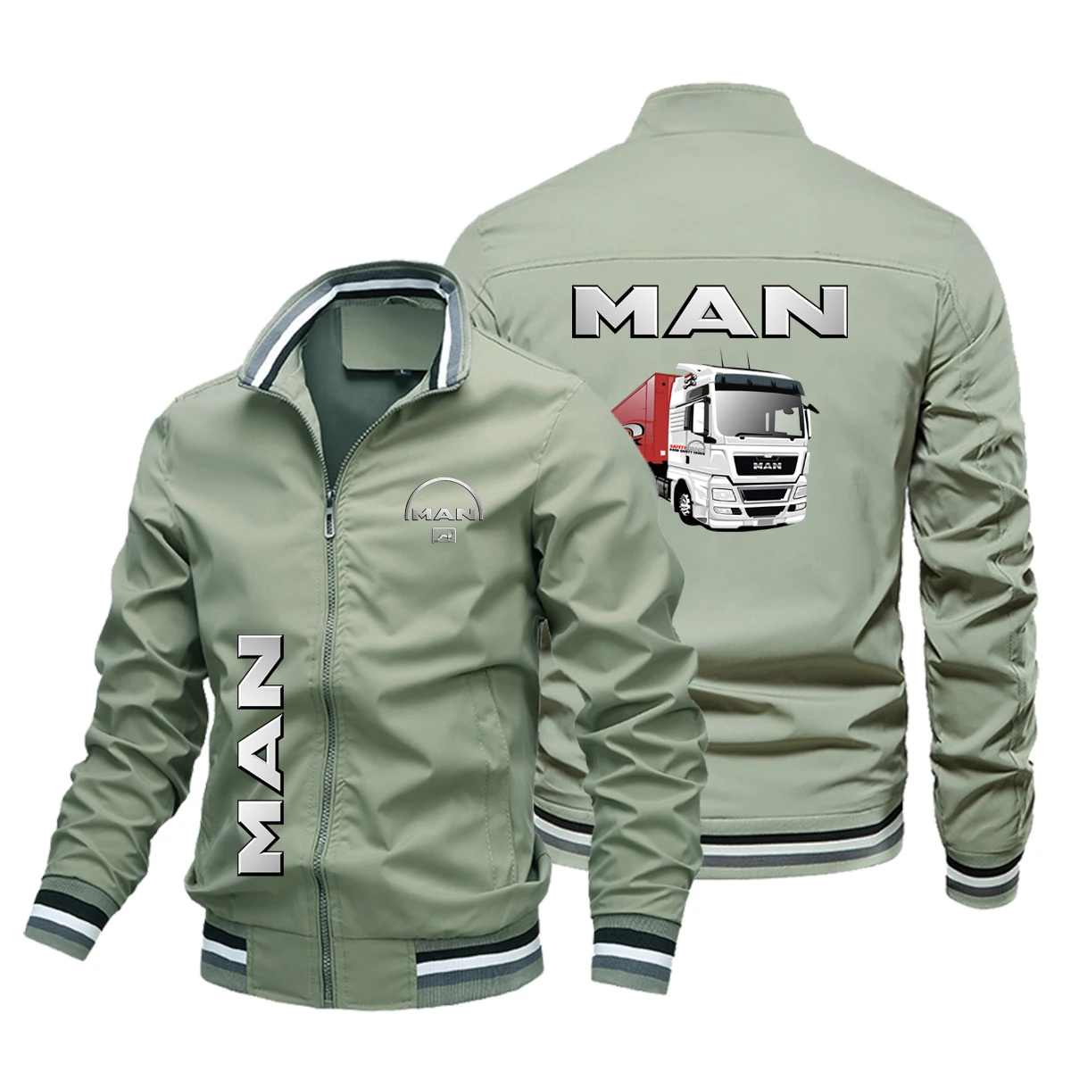 Men Jacket MAN Truck Print Jacket Trendy Windbreaker Outdoor Sports Casual Truck Driver Men Clothing Coats Tops