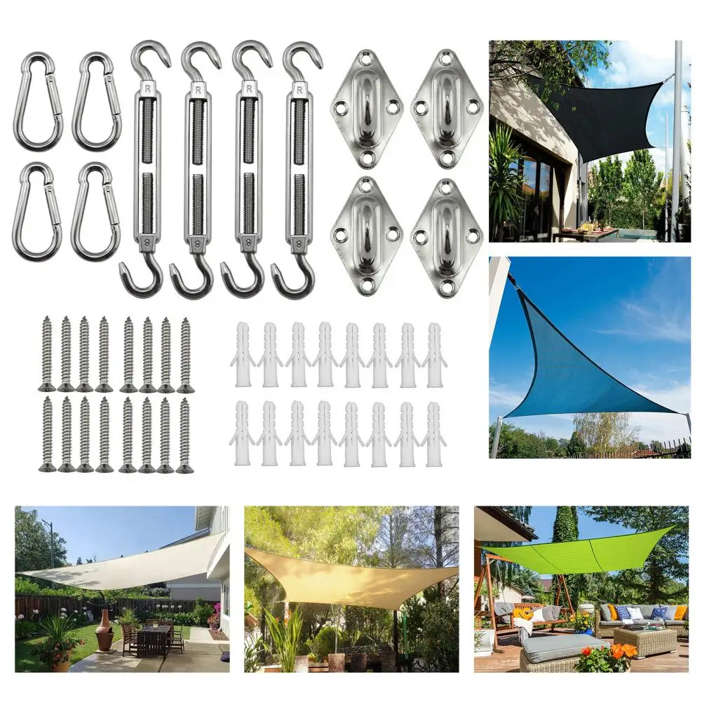 

Weather-resistant Shade Sail Accessories Heavy Duty Shade Sail Hardware Kit for Outdoor Patio Canopy 44 Pcs Set with for Shade