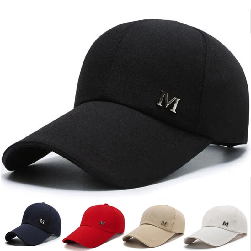 Mens Baseball Caps Long Brim Baseball Cap Men Letter Baseball Caps
