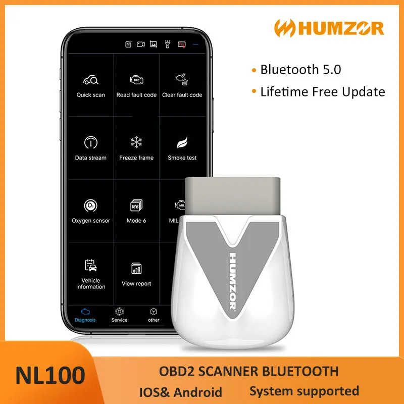 Humzor NL100 OBD2 Scanner Bluetooth Car Code Reader OBDII Diagnostic
