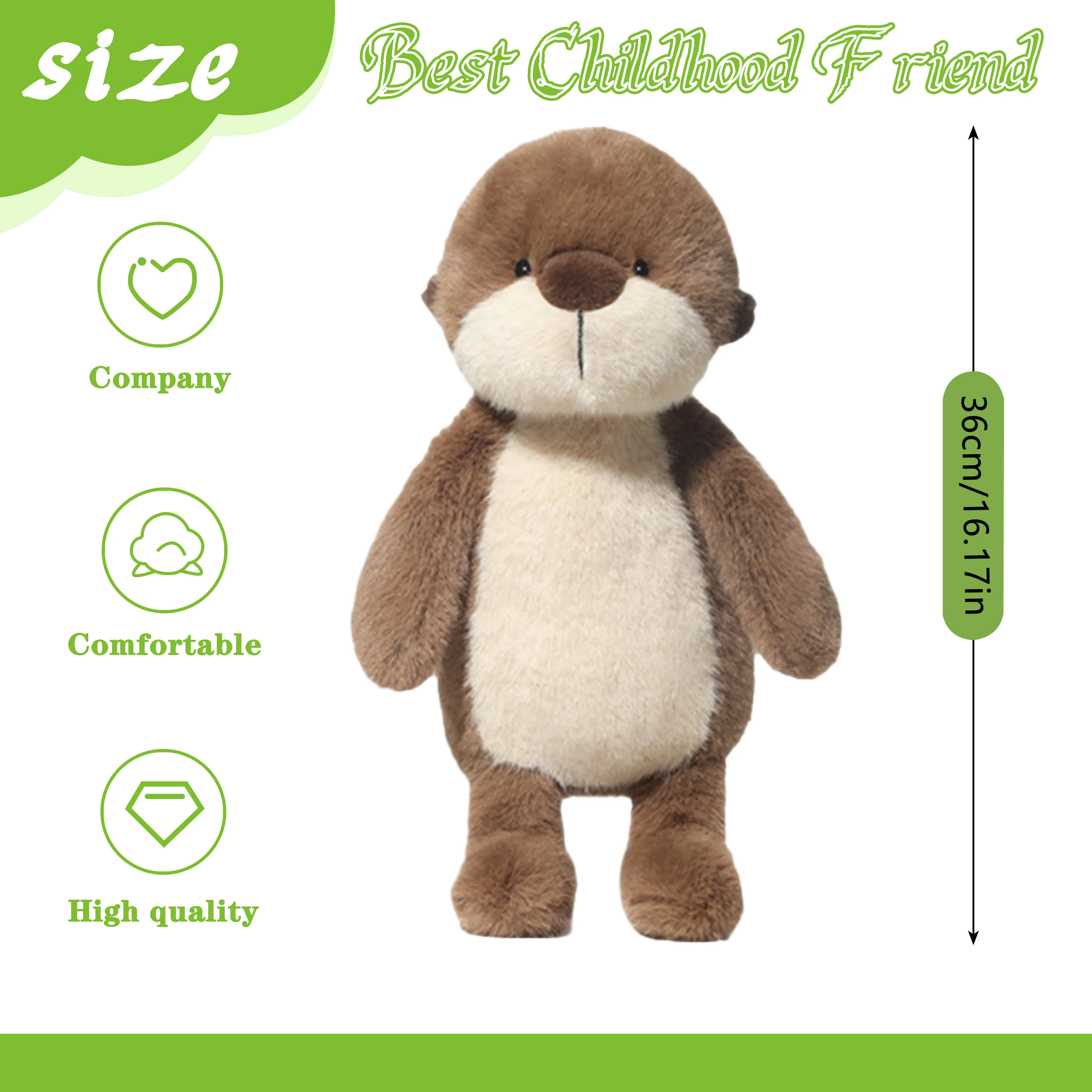 36cm Kawaii Cartoon Sea Otter Plush High Quality Brown Sea Otter Plush Toy Super Soft Home Decor For Boys Girls Christmas Gifts