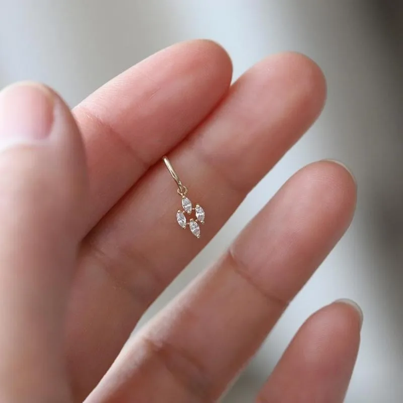 여성을위한  도금 14K 골드 일본 빈티지 다이아몬드 지르콘 펜던트 귀걸이 절묘한 일상 보석