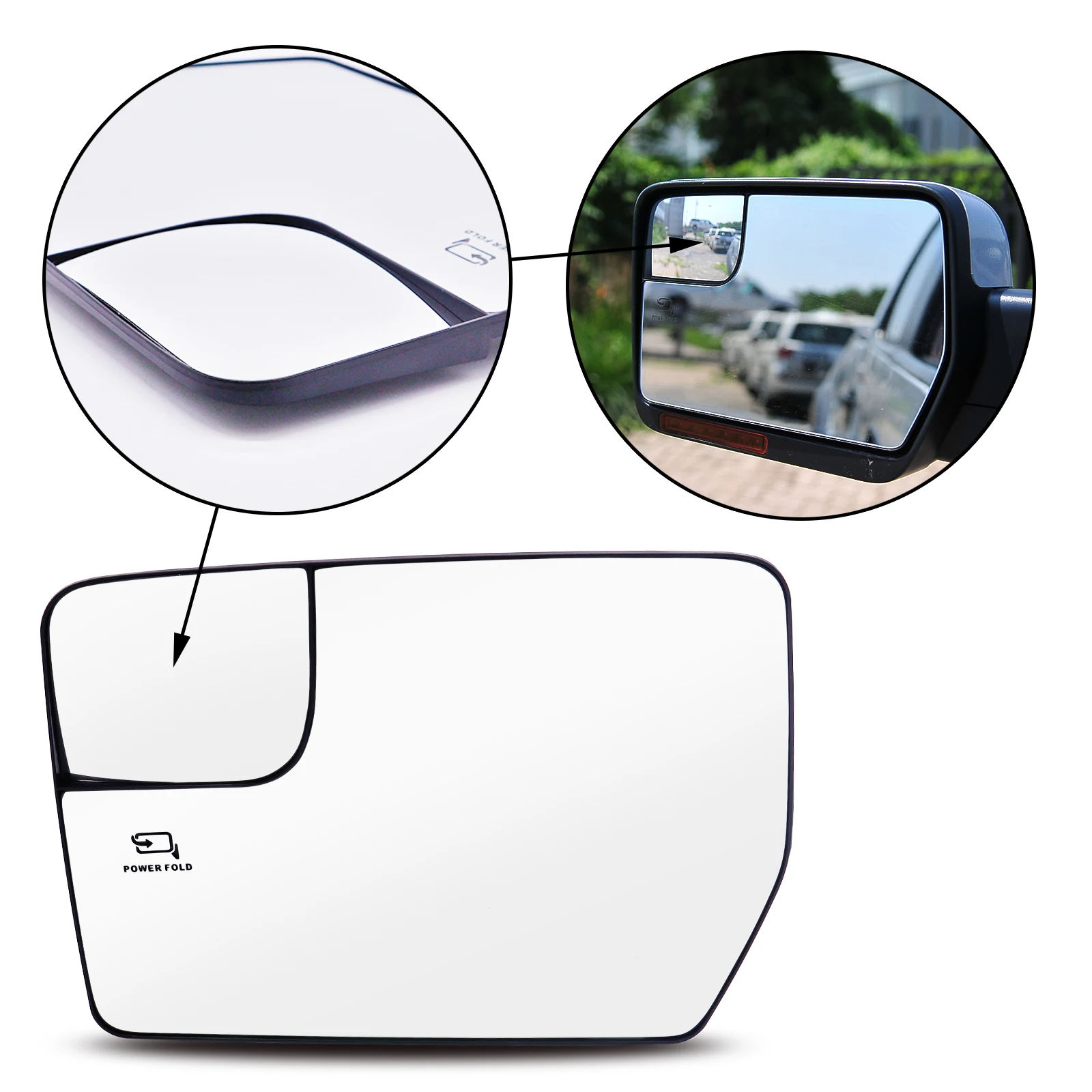 Ford F150 Mirror Glass Replacement Power Mirror Glass - Passenger Side For 2004-2010 Ford F-150 - Direct Fit, 1 Year Warranty Mirrors For Ford F150