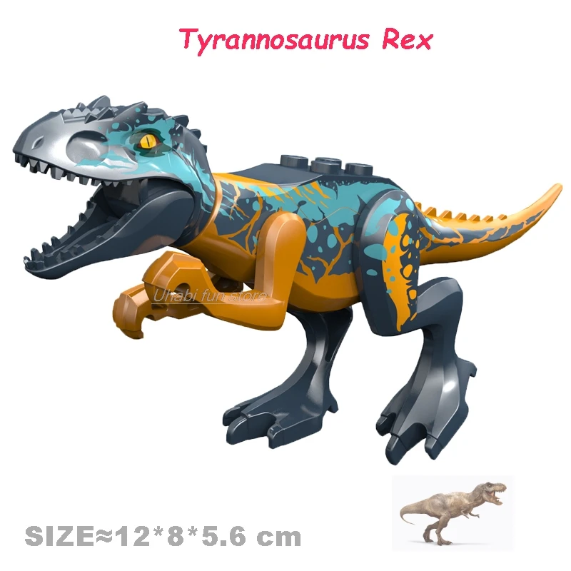 Jurassic Dinosaur Building Blocks - modele Velociraptor, Triceratops, Indominus i T‑Rex