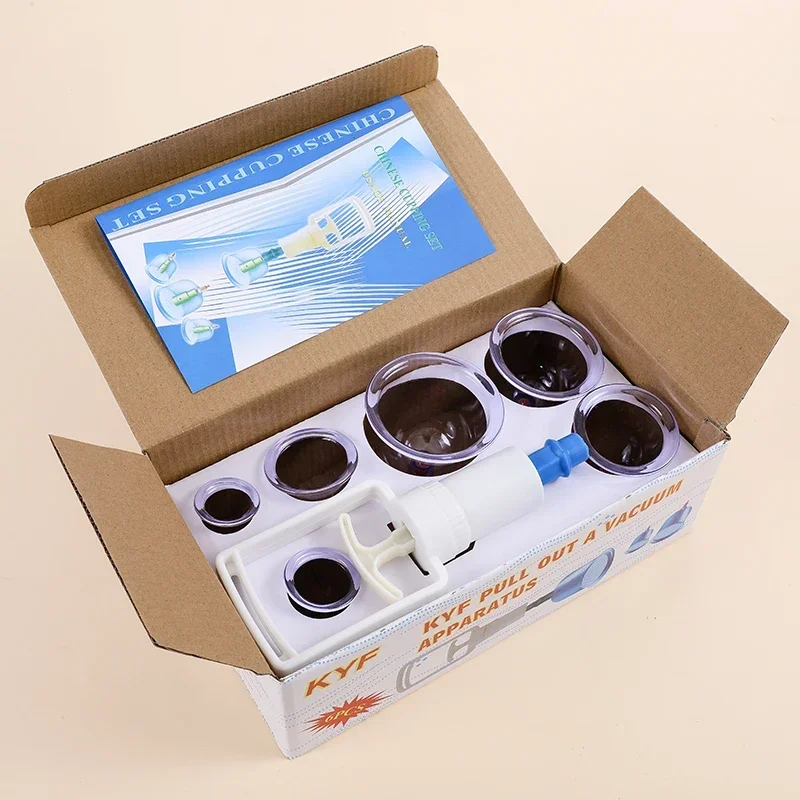 Household Cupping Therapy Set Vacuum Suction Cup Pump ABS Thick 6 Cans Cupping Massage Cups Acupuncture Massager Health Care 3