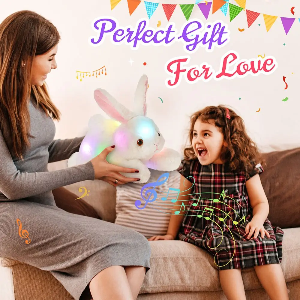 38cm LED Light Musical Glow Stuffed Animals Bunny Rabbit Luminous Toys Gift for Girls Soft Cute Colorful Plush Toy Kids plush toy