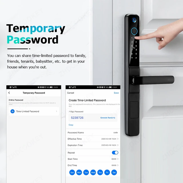 Smart Lock with Camera Door Viewer Waterproof IP66 Tuya WiFi Fingerprint Password Sliding RFID Card Sliding Electronic Door Lock 5