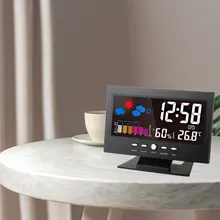 Weather Clock Color Screen LCD Digital Display Thermometer Humidity Meter Wireless Clock Colorful LCD Alarm Calendar Weather