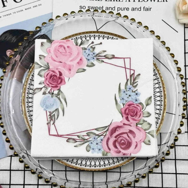 10/20pcs/Pac 33*33cm 2-Ply DIY Printed Napkins Fresh Flower Model Wedding Flower Paper Hotel Party Folded Square Facial Tissue