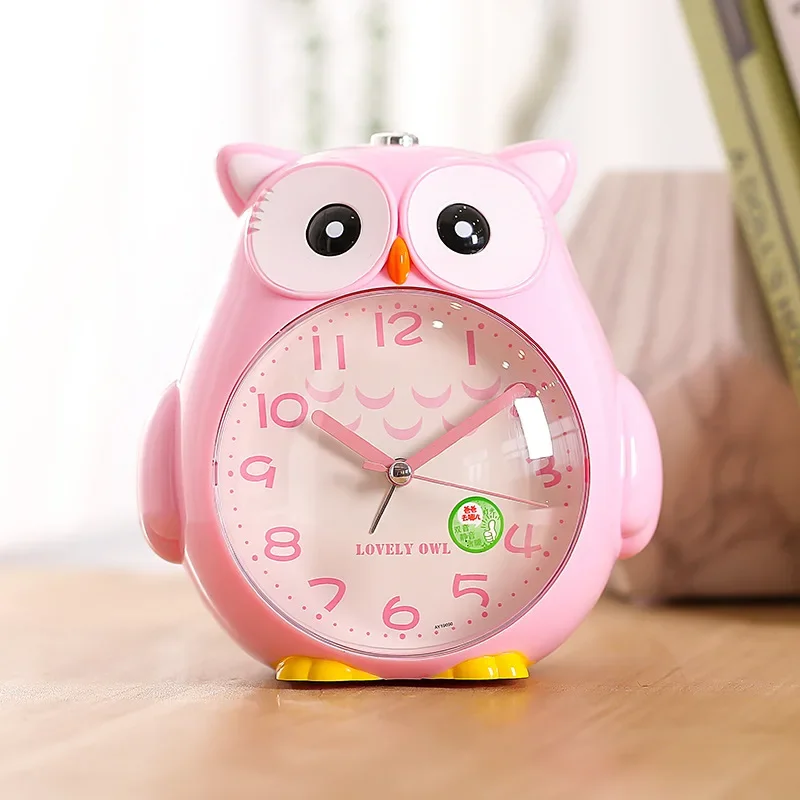 Cartoon Cute Owl Mute Desktop Alarm Clock With Backlight For Kid Bedroom