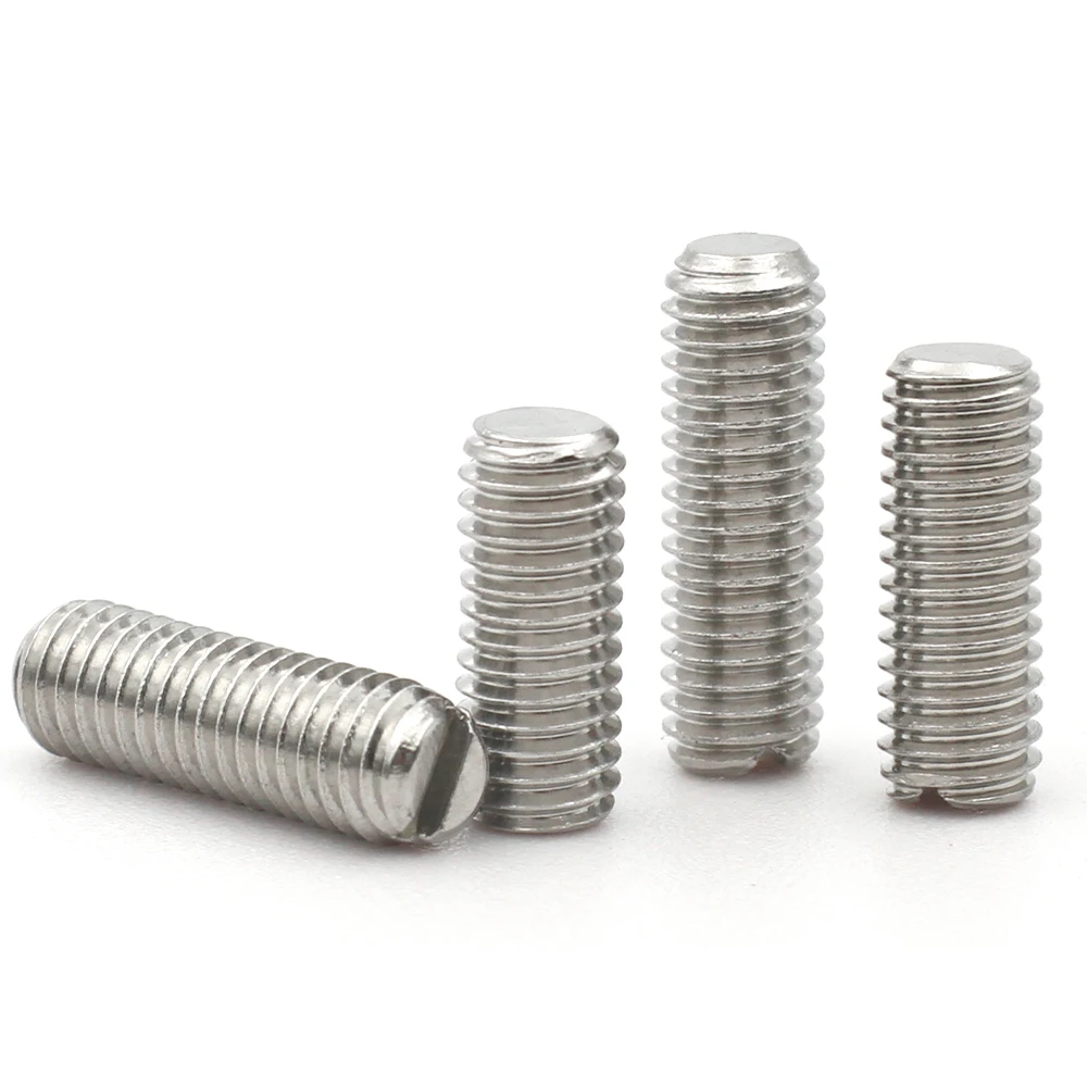 Socket Cap Head Screw 10-50pcs M1.6 M2 M2.5 M3 M4 M5 M6 M8 304 Stainless Steel Slotted Head Flat Point Set Grub Screw Headless Set Screws