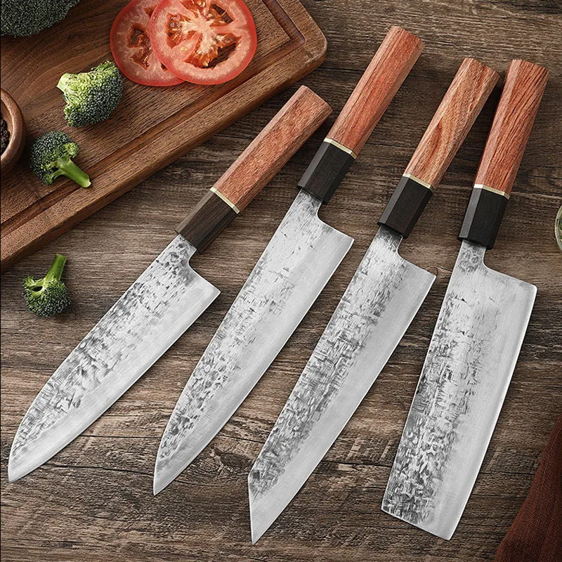 Forged Chef Santoku Knives Set 1-4pc Boning Peeling Salmon Knife Cleaver Fish Fillet Sushi Slice BBQ Knives kitchen knife meat cleaver