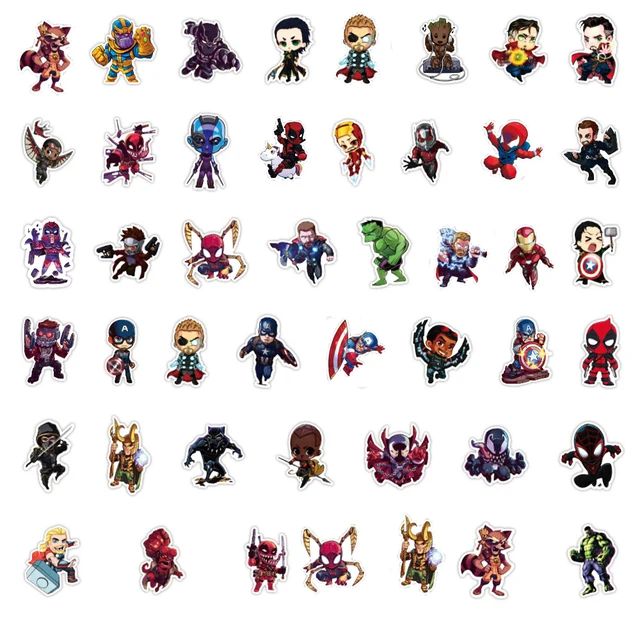 10/30/50/100PCS Disney Marvel The Avengers Cute Super Hero Cartoon Stickers Graffiti Decals Laptop Car Bike Toy Sticker for Kids 5