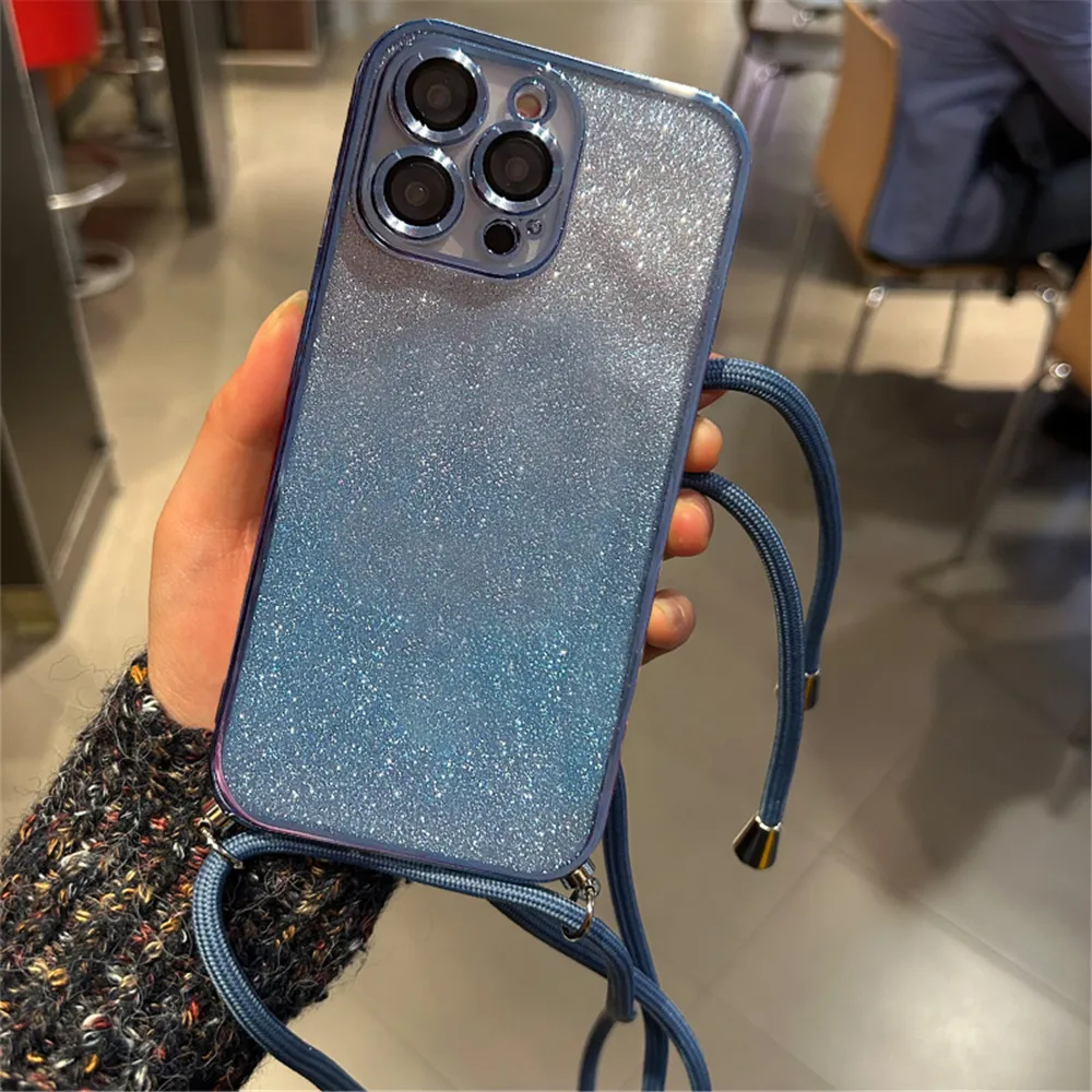 Sparkling Glitter Lanyard Silicone Phone Case