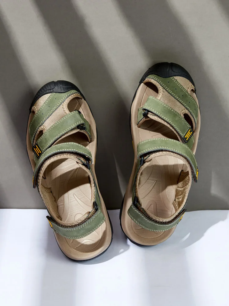 2023 New Arrival Breathable Leather Sandals Outdoor Beach Fashion Big Size Men's Summer Shoes Slip-on Slippers_voghion.com