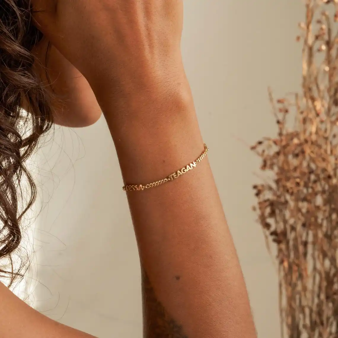 Custom Name Bracelet Women Personalized First Name Bracelet Curb Chain Stainless Steel Baby Handmade Jewelry