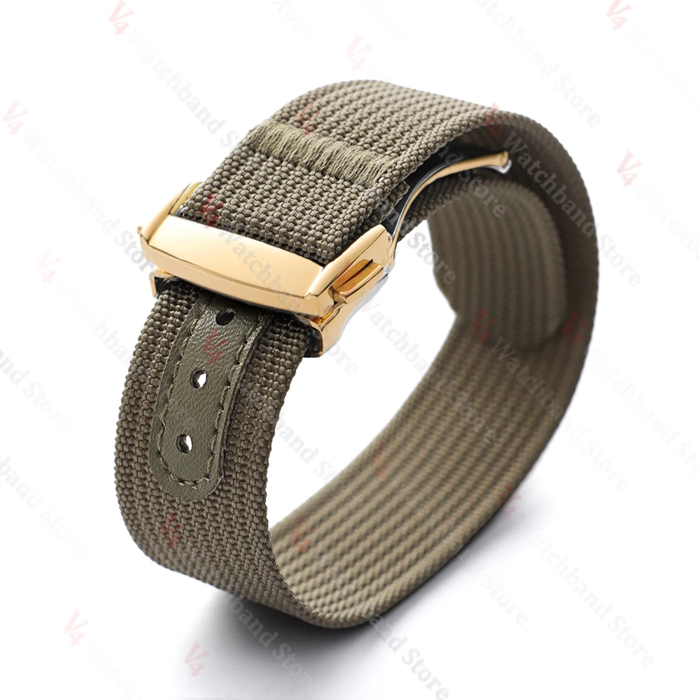Black Gold Buckle Men's Sports Braided Nylon Watch Band 20mm