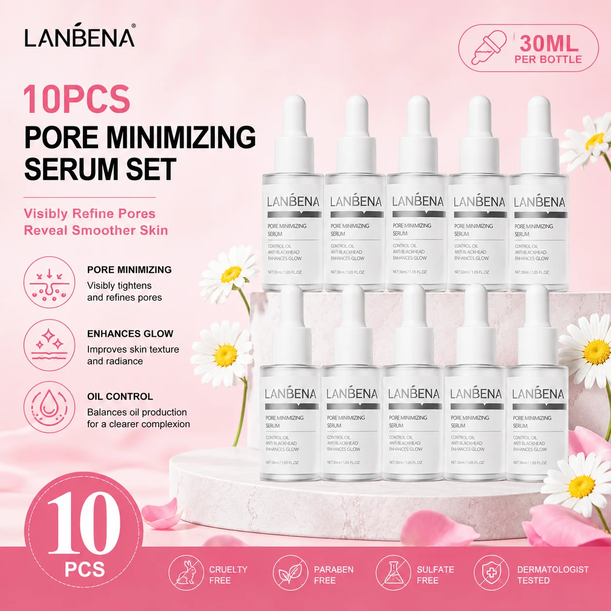 LANBENA New Facial Care Serum Moisturises Refines Pores Available In 15ML And 30ML 10PCS Wholesale