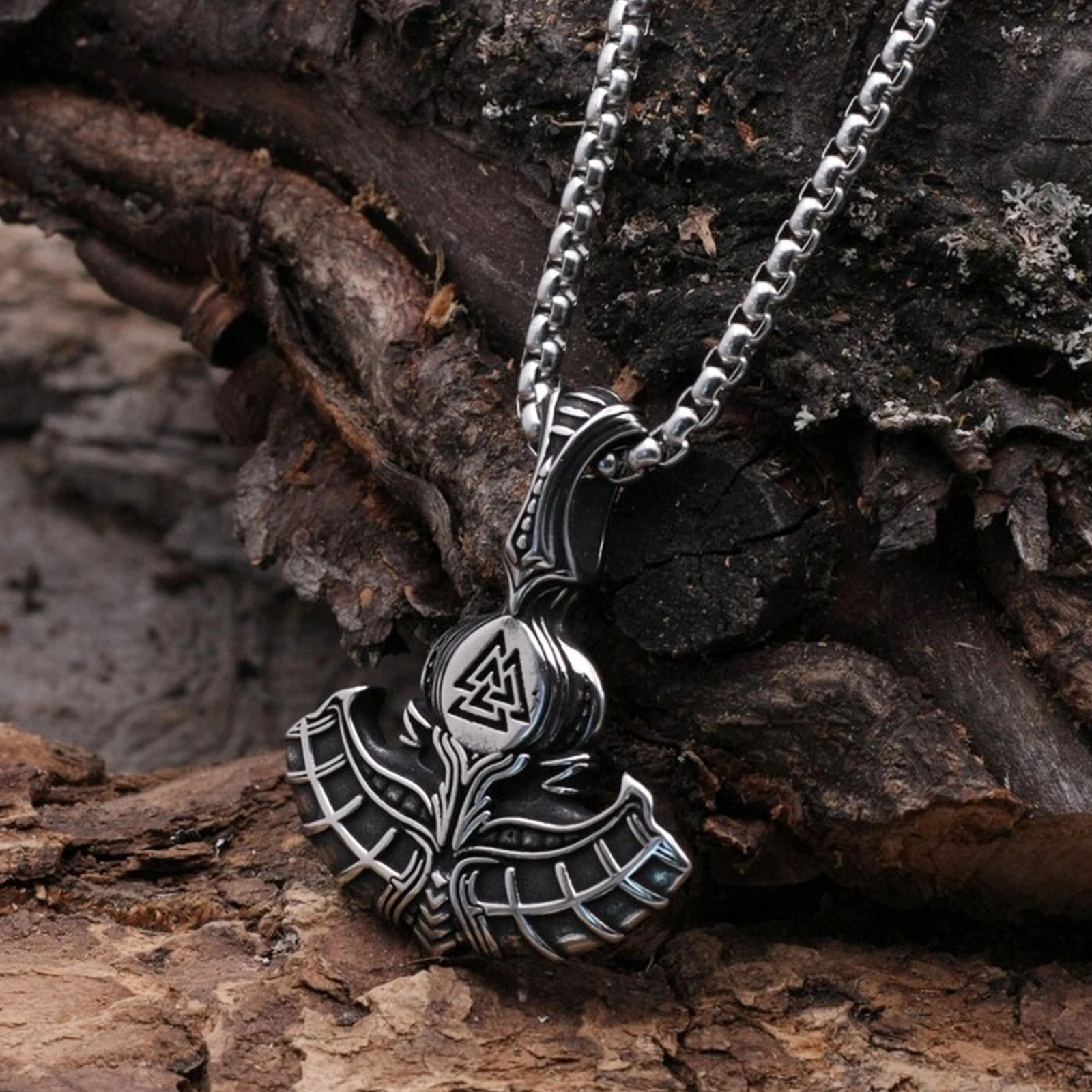 Stainless Steel  jewerely Mens Viking Amulet Axe Pendant Necklaces Chain Accessories Fashion Jewelry