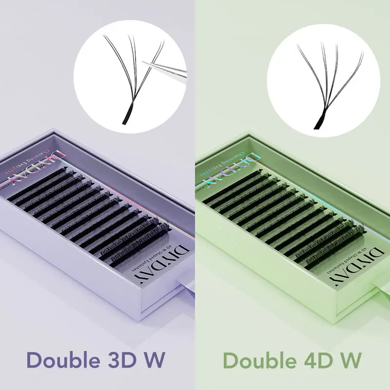 DIYDAY Double Tips W-Shaped Natural Soft Eyelash Extensions