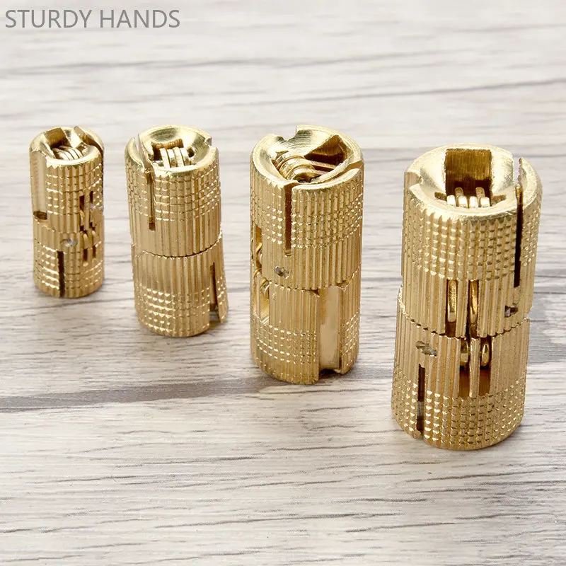 Copper Barrel Concealed Hinges Cylindrical Hidden Cabinet Hidden Door Hinges Furniture Hardware Support 2PCS 8mm-18mm
