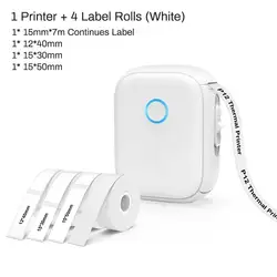 Compact Thermal Label Printer with Adhesive Sticker Printing Capability (White Printer - 4PK01)
