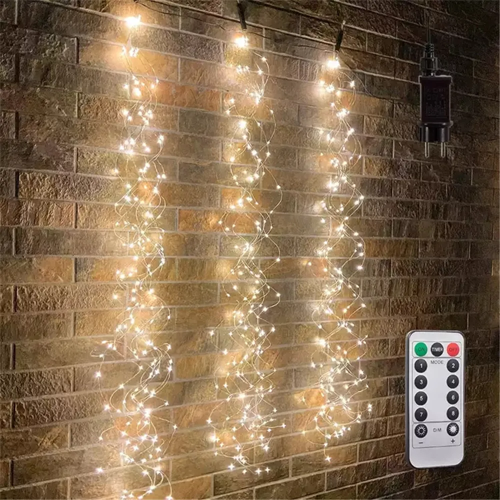 

IP65 Waterproof 2M 600 LEDS Vines Branch Light Copper Wire Waterfall Fairy String Light Christmas Wedding Holiday Tree