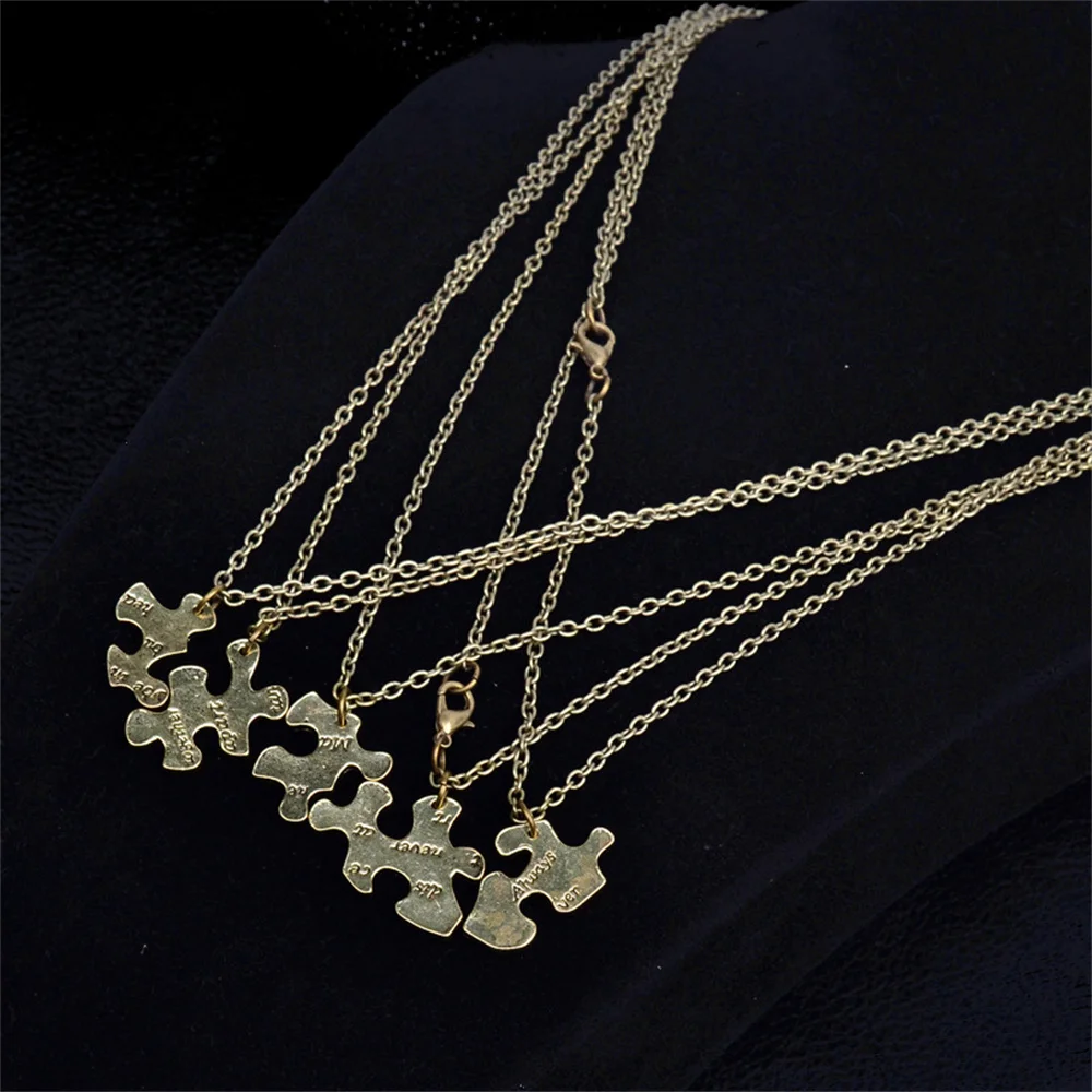 5 pcs/Set Best Friend Necklace Creative Pentagram Pendant Alloy Accessories, Friendship Necklace For Men And Women 5