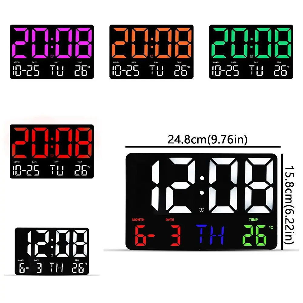 Large Screen Display LED Digital Wall Clock Date Display Temperature Display Digital Alarm Clock Remote Control