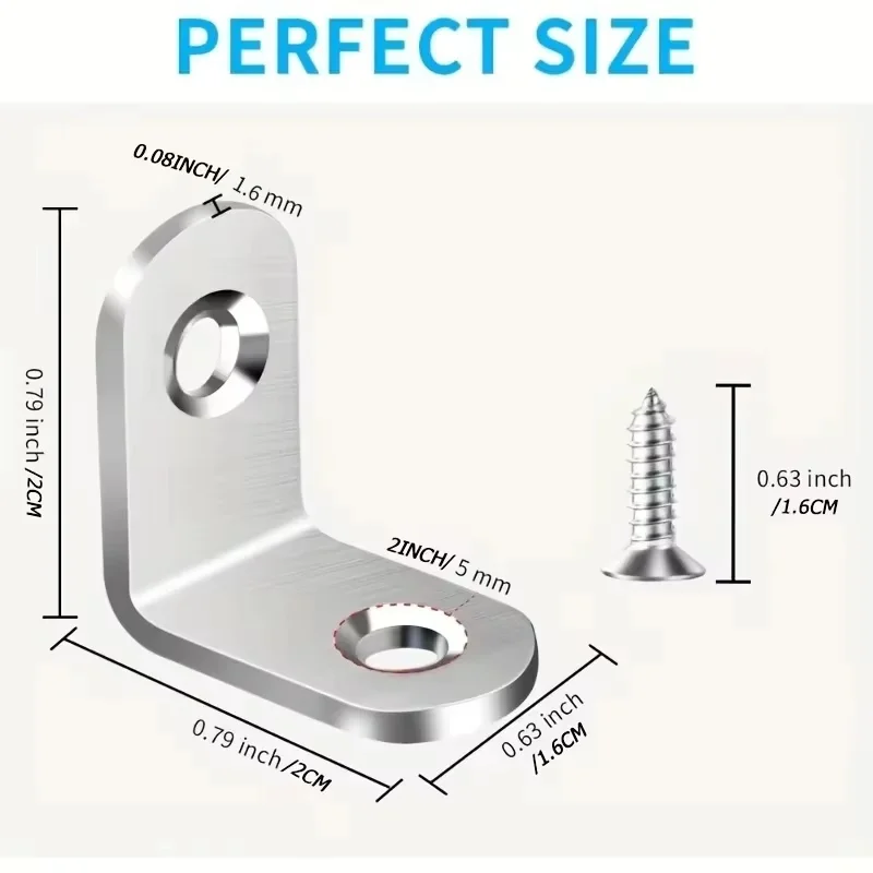 10pcs/Stainless Steel L Brackets Small Right Angle Corner Brace Shelves Wood Furniture Chair