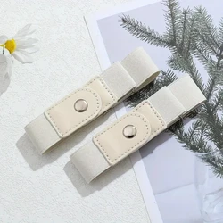 Unisex Adjustable No Buckle Elastic Belt Set - Invisible Stretch Belts (WHITE)