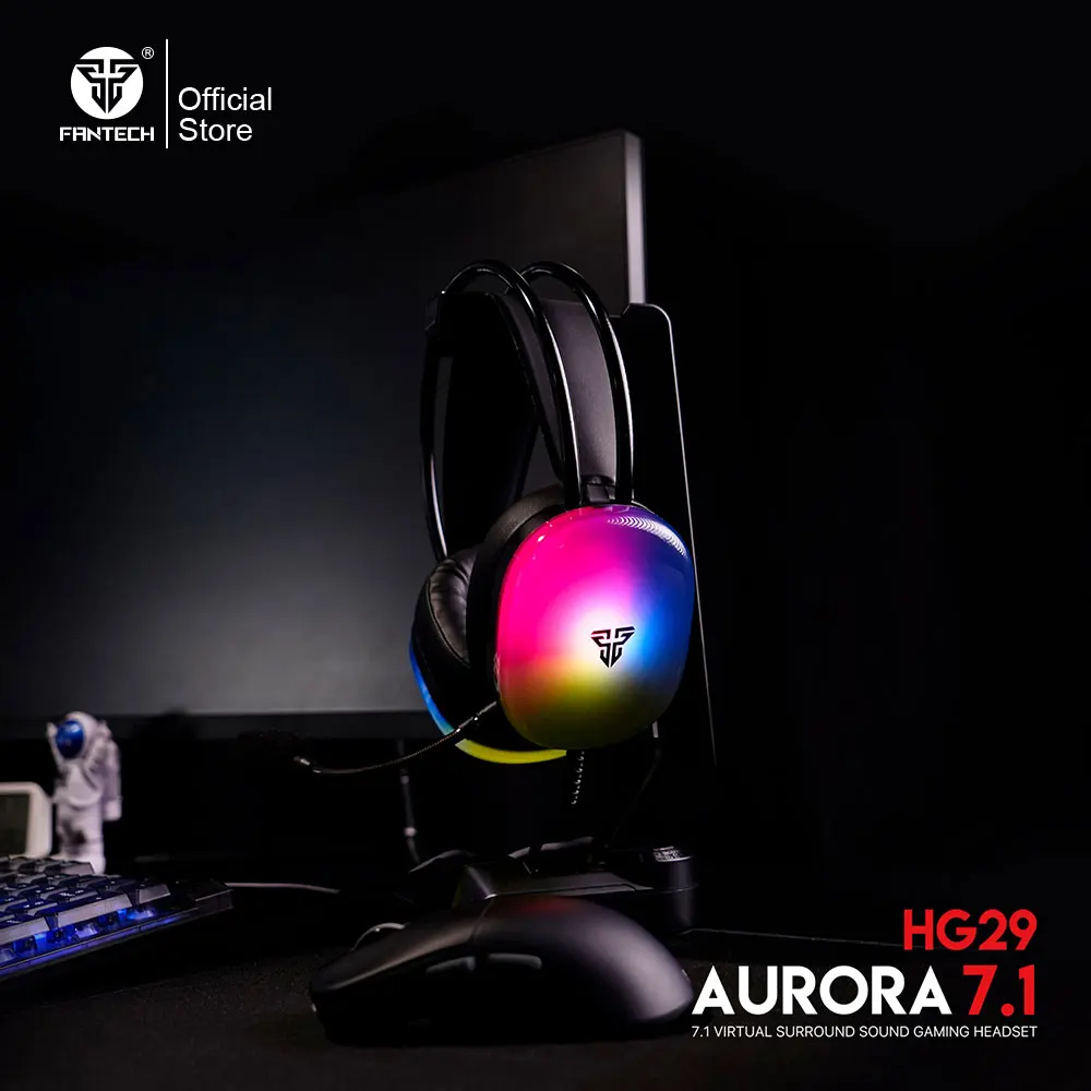 FANTECH AURORA HG29 Kabelgebundenes Headset mit 7.1 virtuellem Surround-Sound, Soft-RGB-Beleuchtung, 50-mm-Treibern, Mikrofon für PC_voghion.com