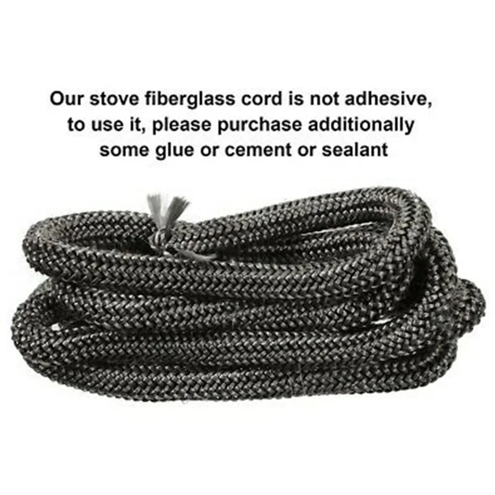 6/8mm 2M Fireplace Sealing Rope Black Stove Fire Rope Wood Burning Stove Door Seal High Temperature Fiberglass Seal