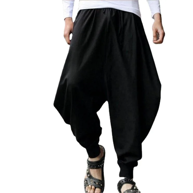 Men High Elastic Waist Harem Pants