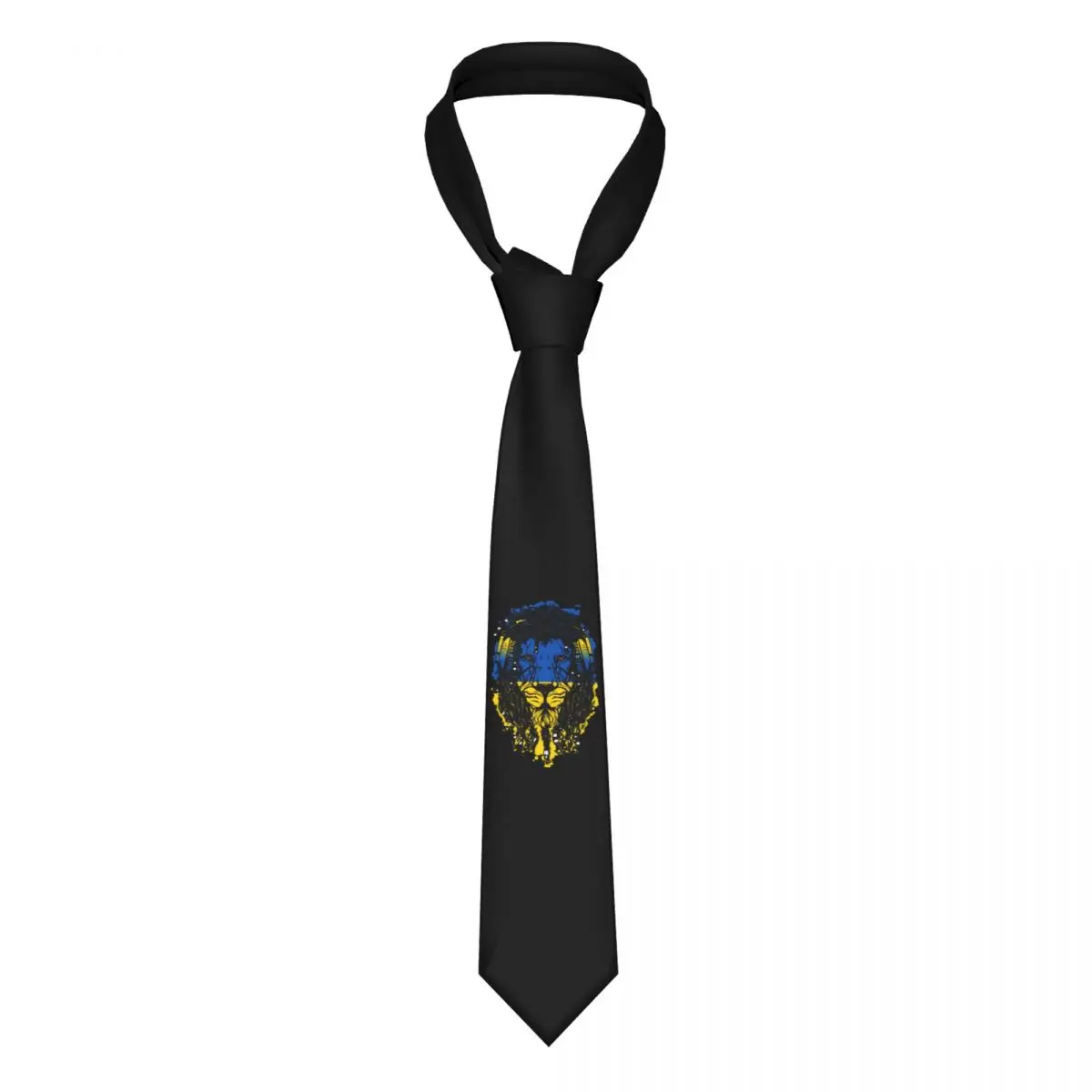 

Custom Ukrainian National Flag Tie Men Fashion Ukraine Trip Silk Office Necktie