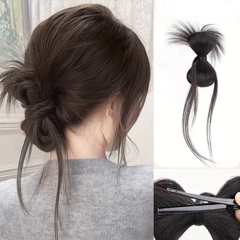 Elegant Synthetic Clamp Bowknot Hair Bun with Duckbill Clip Non-Slip Updo Hair Accessories for Women Wedding Party And Daily Use