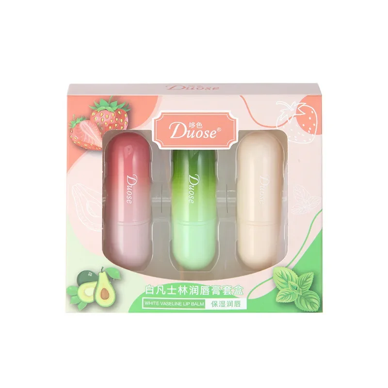3pcs Fruits Lip Balm Sets Temperature Color Change