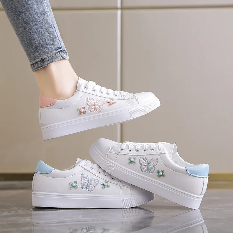 New Women's Sneakers Butterfly Embroidered Flats Women's Outdoor Running Vulcanized Shoes Breathable Women's Shoes Zapatos Mujer 3