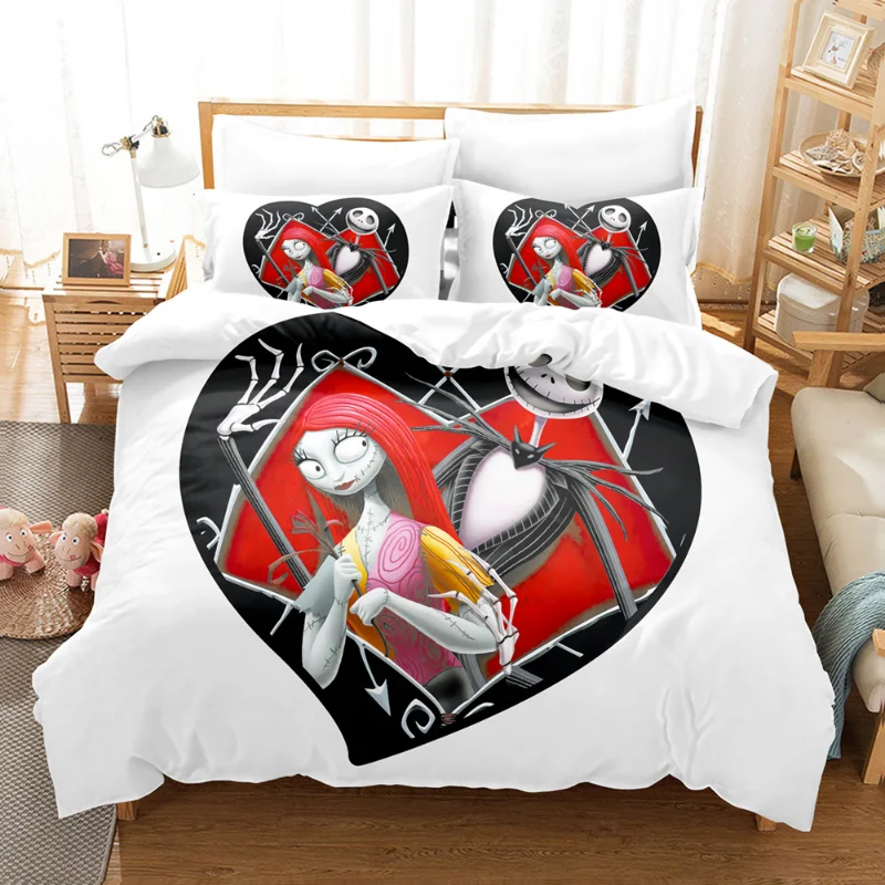 thumbnail image 1 of Juego de ropa de cama de pesadilla antes de Navidad, funda de edredón de Jack Skellington, funda de almohada de Anime, decoración de Halloween, Spead, dormitorio, 1 of 4