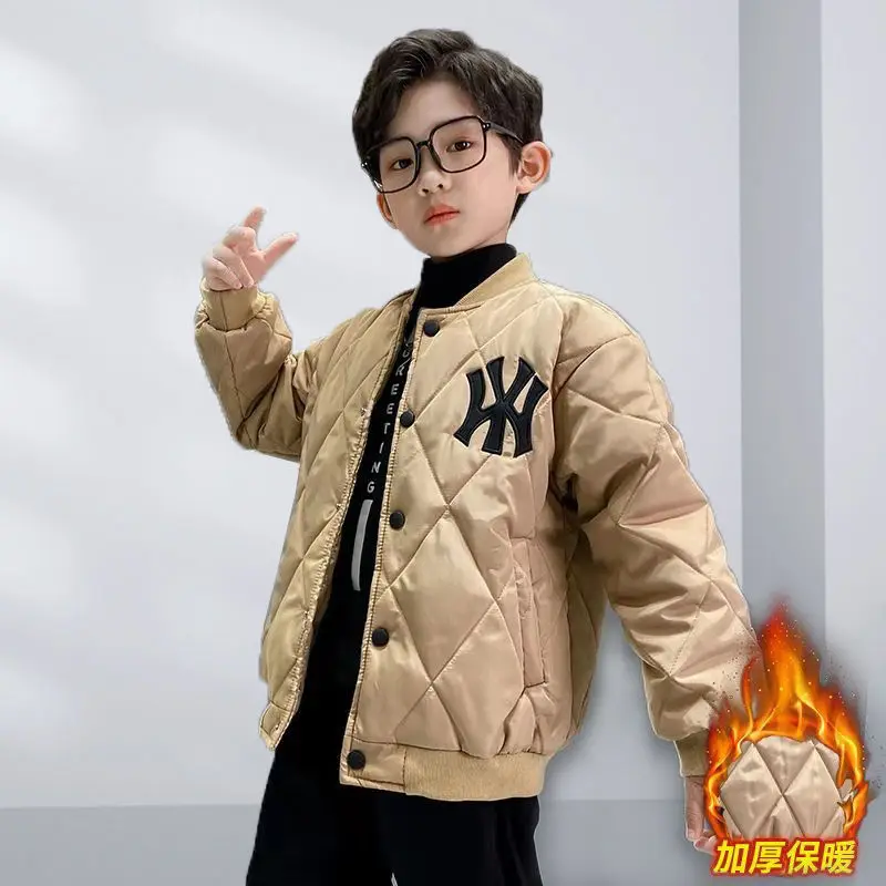 

Young Boys' Baseball Jacket 2023 Autumn Thickened Warm Single Breasted Loose Causal Children's Clothes Korean 4-12 Years Old