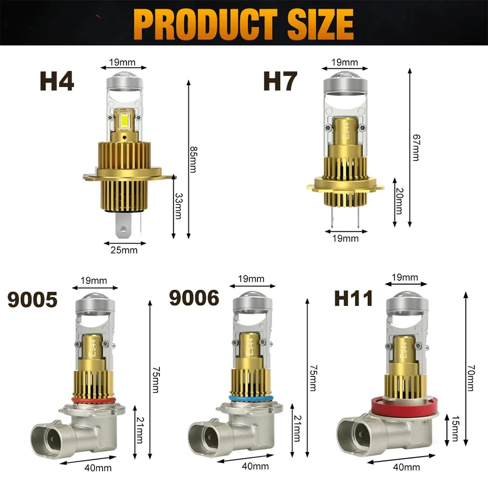 듀얼비전 H11 LED 헤드라이트 미니 렌즈 캔버스 7580 CSP 1:1 미니 H7 H11 H8 H9 9005 HB3 9006 HB4 9012 HIR2 6000K 화이트 12V 24V LED