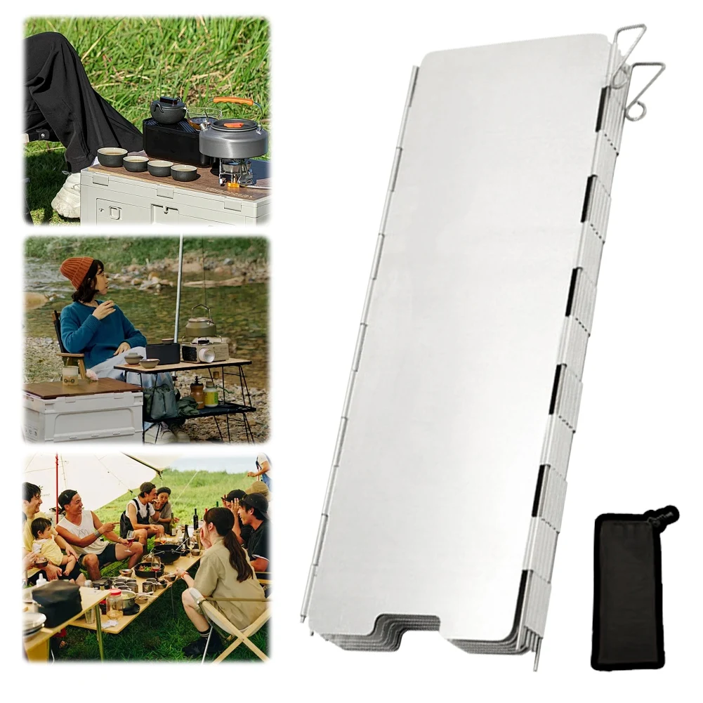 8/10 Plates Foldable Gas Stove Windshield with Storage Bag Cooking Burner Windproof Screen Aluminum Alloy for Backpacking Stove