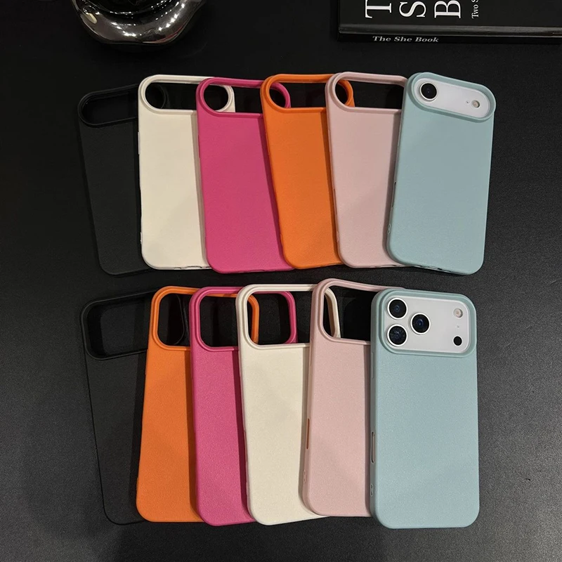 Chic Candy Color Litchi Patterned Shockproof Phone Case