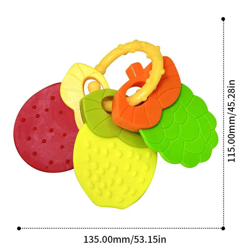 Baby Soft Rubber Rattle Fruit Style Teether Toy Newborn Food Grade Silicone Teethers Infant Training Bed Toy Kids Chewing Toys 3