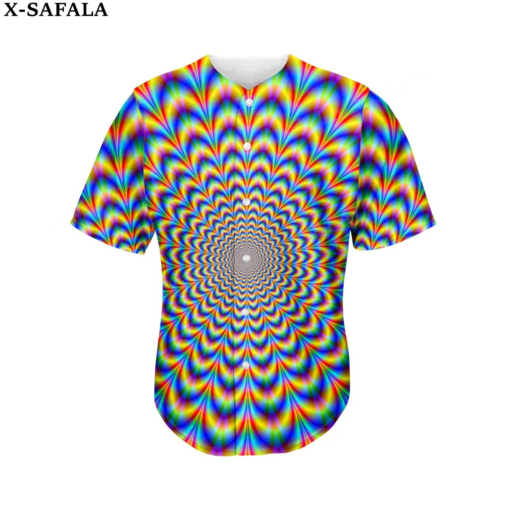 

Психоделический хиппи Триппи красочный бейсбольный Джерси летняя рубашка мужские топы Футболка оверсайз стиль хип-хоп