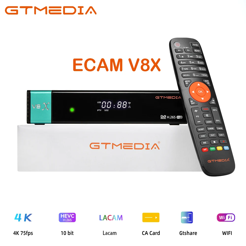 Gtmedia V8X Ecam Hd 1080P Ricevitore Satellitare Sat Dvb-S/S2/S2X Finder Supporto Sat A Gtplayer Scheda Ca Ricevitori Tv