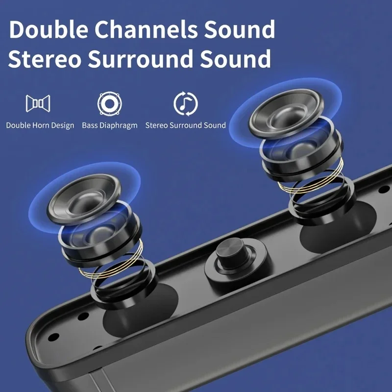 Enhanced Desktop Soundbar with Surround Sound and Powerful Bass - USB Wired Home Stereo Speaker System